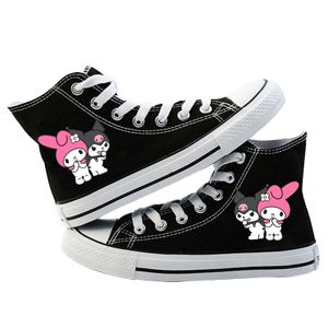 Anime Kuromi My Melody Sneakers Herren Damen High Top Canvas Schuhe Teenager Sportschuhe Schwarz#2 Gr.42