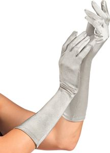 Satin Handschuhe "Amsterdam" 40 cm 14419 | Silber