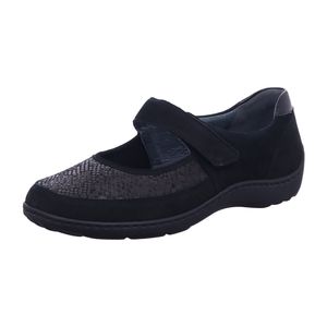 Waldläufer Damen Klett Slipper schwarz 5