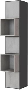 SMARTBett Standregal, Würfelregal  für Wohnzimmer, Kinderzimmer, Schlafzimmer und Büro |  Regal Anthrazit + 3 Türen und 2 Würfel Beton