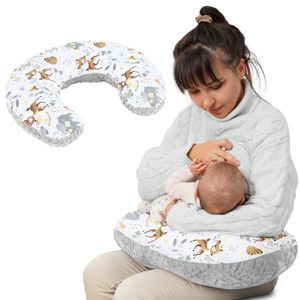 Stillkissen klein Minky Modell 1: 130 x 45 cm - Stillhörnchen kleines Still Kissen Nursing Breastfeeding Pillow für unterwegs  Hirsch Grau