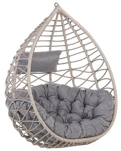 BELIANI Hängesessel Grau Rattan inkl. Kissen Korbsessel Outdoor Indoor Boho Stil