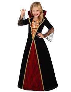 Vampir-Prinzessin Halloween-Kinderkostüm schwarz-rot-gold