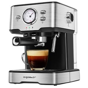Aigostar - 15 Bar Espressomaschine mit Siebträger, Espresso und Cappuccino Maschine mit Milchaufschäumerstab, 1,5 L, Edelstahl