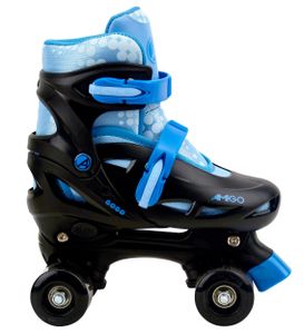 AMIGO Gogo Rollschuhe - Roller Skates für Kinder mit Einstellbarer Größe - ABEC7 Rollen - Schwarz/Hellblau - Größe 34-37