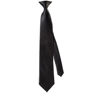 Krawatte mit Clip, Sicherheits-Binder, Farbe schwarz, 100% Polyester