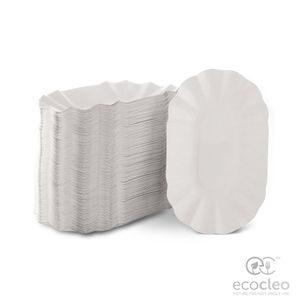 Ecocleo® Eco PAPPSCHALEN Einweg, weiß, 250 Stück, Oval 17x10,5x3cm