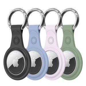 Dux Ducis Set 4x Silikon Etui Schlüsselanhänger Anhänger Etui für Apple AirTag Locator (4 Farben: schwarz, grün, pink, blau)
