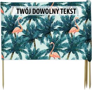 PARAWAN PLAŻOWY Palmy i flamingi z indywidualnym napisem 8 PANELI 63.8