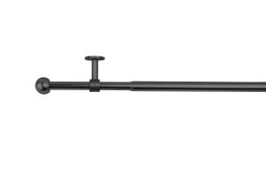 Komplettgarnitur Kugel Gardinenstange ausziehbar Farbe: Schwarz, Größe: 120-210 cm