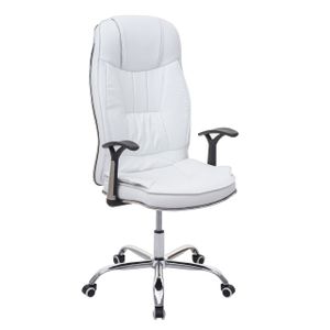 Bürostuhl HWC-F14, Schreibtischstuhl Chefsessel Drehstuhl, 150kg belastbar Kunstleder  weiß