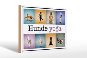 Holzschild Hund  30x20cm Hunde Yoga buntes Schild