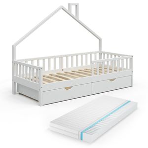 Vitalispa Hausbett Noemi, 90 x 200 cm mit 2 Schubladen und Matratze, Weiß