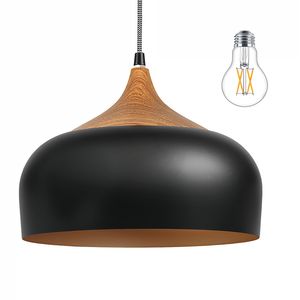 tomons Pendelleuchte LED Deckenlampe Skandinavisch Moderner Simpler Stil für Wohnzimmer Esszimmer Restaurant, Schwarz