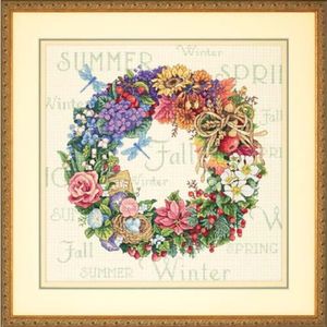 Jahreszeitenkranz Wreath of all Seasons Kreuzstich Komplettpackung ohne Rahmen
