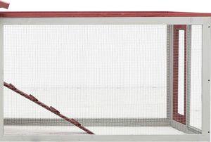 vidaXL Králíkárna červená 310x70x87 cm Borovice a jedle masiv