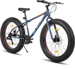 HILAND 26 Zoll Kinderfahrrad mit 4.0 Fat Tire, Shimano 7-Gang, Geeignet für Strand, Schnee, Kinder Mountainbike Jungen Mädchen, Blau