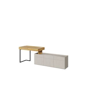 MINIO Büromöbelset FELIX S11B 2-Teiling Möbelset | Hikora Natural / Silk Flou Farbe mit Stahlbein