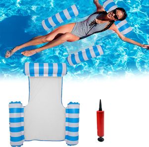 Aufblasbare Luftmatratze Wasserhängematte für Erwachsene, Schwimmbecken Schwimmbett Liegestühle Wassersofa, 130*122cm, blau