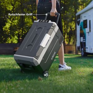 KROAK 55L Tragbarer Kompressor-Kühlschrank mit Dualzone -20°C bis +20°C | Kompressor für Camping/Wohnmobil | 12/24/230V Kühlbox mit Rollen & Trennwand