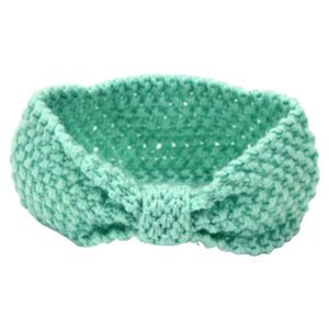 Baby Kinder Kleinkind Mädchen Niedlich Warm Winter Haarband Schleife Häkeln Gestricktes Stirnband-Mintgrün