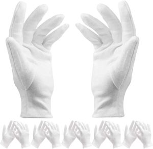 12 Paar weiß Baumwolle Handschuhe/Baumwollhandschuhe - Kosmetik Feuchtigkeitsspendende Handschuhe für trockene Hände,Neurodermitis,Schönheit, Münze,Schmuck und Silber Inspektion - Uni