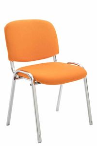 TPFLiving Besucherstuhl Konferenzstuhl Keen mit Stoffbezug Gestell in Chromoptik / Bezug Orange