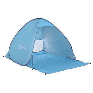 Outsunny Strandmuschel Strandzelt Wurfzelt Pop Up Zelt Campingzelt Automatisch, Polyester, Blau 150 x 200 x 115 cm