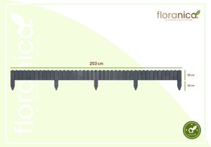Floranica Rollborder Flexibler Holzzaun 203 cm (kürzbar) imprägniertes Kiefernholz 4 Größen Beeteinfassung Rasenkante Palisade Umzäunung für Obstgärten Beete Wege Höhe:20 cm Farbe:Unbehandelt