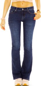 BE STYLED Low Rise Damen Basic Boot Cut Hüftjeans Slim Fit Schlag Jeans Hose, j2g-1, 36 / S