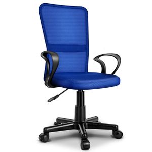 TRESKO Bürostuhl blau Schreibtischstuhl Drehstuhl, mit Armlehnen & Kunststoff-Leichtlaufrollen, stufenlos höhenverstellbar, gepolsterte Sitzfläche, ergonomische Passform