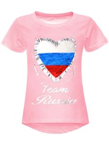 BEZLIT Mädchen Wende Pailletten Russland T Shirt mit Herz EM 2024 Rosa 140