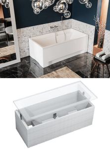 BADLAND Badewanne Rechteck Elza 150x70 mit Ablaufgarnitur, Füßen und Wannenträger GRATIS