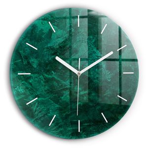 Wallfluent Wanduhr – Stilles Quarzuhrwerk - Uhr Dekoration Wohnzimmer Schlafzimmer Küche - Zifferblatt mit Striche - weiße Zeiger - 30 cm - Smaragdgrüne Wand