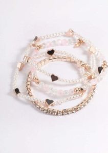 Lovisa - Kinder Rose Gold Herz Diamante Stretch-Armband 4-Pack