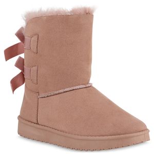VAN HILL Damen Warm Gefütterte Winter Boots Stiefeletten Kunstfell Schuhe 902278, Farbe: Rosa, Größe: 40