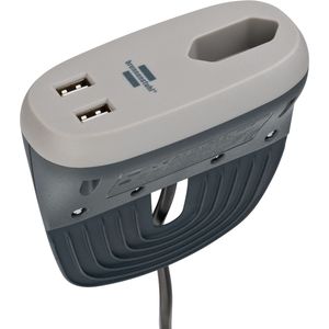 brennenstuhl®estilo Sofa-Steckdose mit USB-Ladefunktion (Möbel-Steckdose mit 1x Euro-Steckdose und 2x USB-Charger, Steckdosenleiste mit Halteschiene) anthrazit/grau