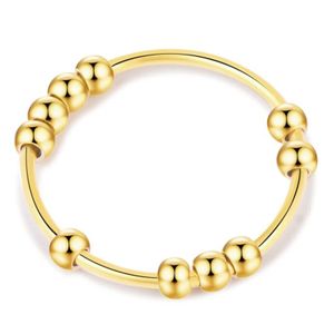 Anti-Stress-Ring mit 10 drehbaren Perlen Gold 19 mm