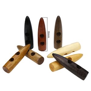 20 Knebel-Knöpfe Holz Knebel-Knopf Triangle Holzknopf 2Loch 8 Farben / 7 Größen, Größe:40 mm | beige