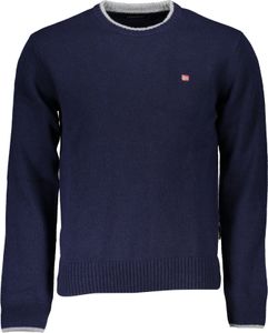 Blauer Herrenpullover, Regular Fit: Stilvoll mit Stickerei & Kontrastdetails, Größe: M Farbe: Blu