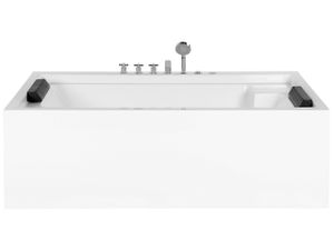 BELIANI Rohová vírivá vaňa biela so strieborným sanitárnym akrylom 180 x 110 cm Hydromasáž Moderné