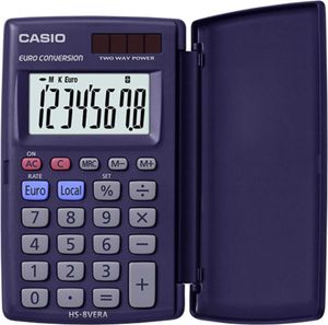 Casio® HS-8VERA Vrecková kalkulačka HS-8VERA - solárne/batériové napájanie, 8-miestna, LC displej, tmavomodrá