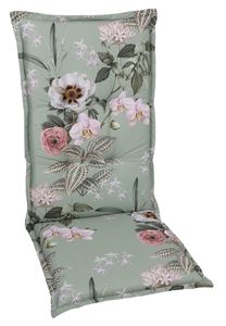 GO-DE Textil, Sesselauflage Hochlehner, Einzelset, Farbe: salbei, Maße ca.: 120 cm x 50 cm x 7 cm, Rückenhöhe: 72