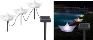 3er LED Solar Gartenstecker 'Papierboot'
