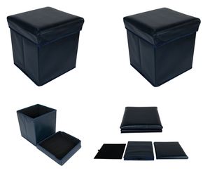 2x Faltbarer Sitzwürfel Aufbewahrungsbox Sitzhocker Sitzbank Fußbank dunkelblau