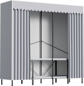 Aopunly Stoffschrank Kleiderschrank Staubdicht & Kleiderstange, Stoffkleiderschrank faltbarer für Schlafzimmer, Metallrahmen, 178 x170 x 48 cm Aopunly Stoffschrank Kleiderschrank Staubdicht & Kleiderstange, Stoffkleiderschrank faltbarer für Schlafzimmer, Metallrahmen, 178 x170 x 48 cm