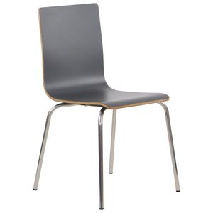 Stacionární konferenční židle WERDI B, opěrák a sedák z laminované překližky, rám z nerezové oceli, šedá