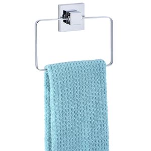 WENKO Handtuch Halter QUADRO ohne bohren Edelstahl Ring Stange Wand Bad Gäste WC