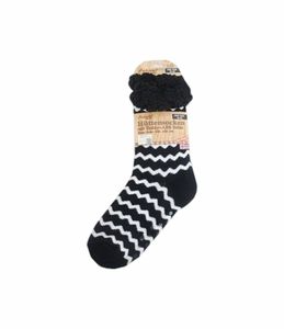 Hüttensocken Kuschelsocken Anti Rutsch Socke Winter Hausschuhe Strick Fleece [Schwarz/Weiß] Motiv 6