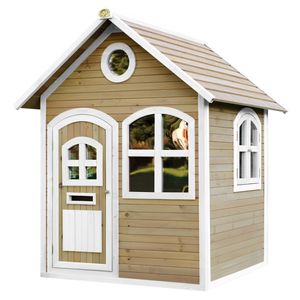 AXI Spielhaus Julia aus  Holz | Outdoor Kinderspielhaus für den Garten in Braun & Weiß | Gartenhaus für Kinder mit Fenstern